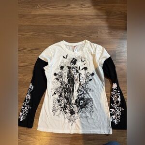 Kids Black and White Graphic Long Sleeve Shirt